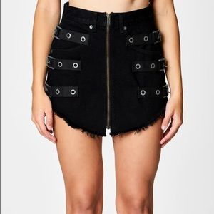 Carmar Black Belt Buckle Mini Denim Skirt